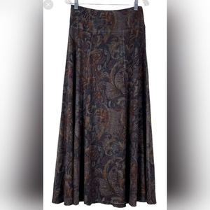 Soft Surroundings Floral Paisley Maxi midi long pull on soft jersey Skirt sz XL